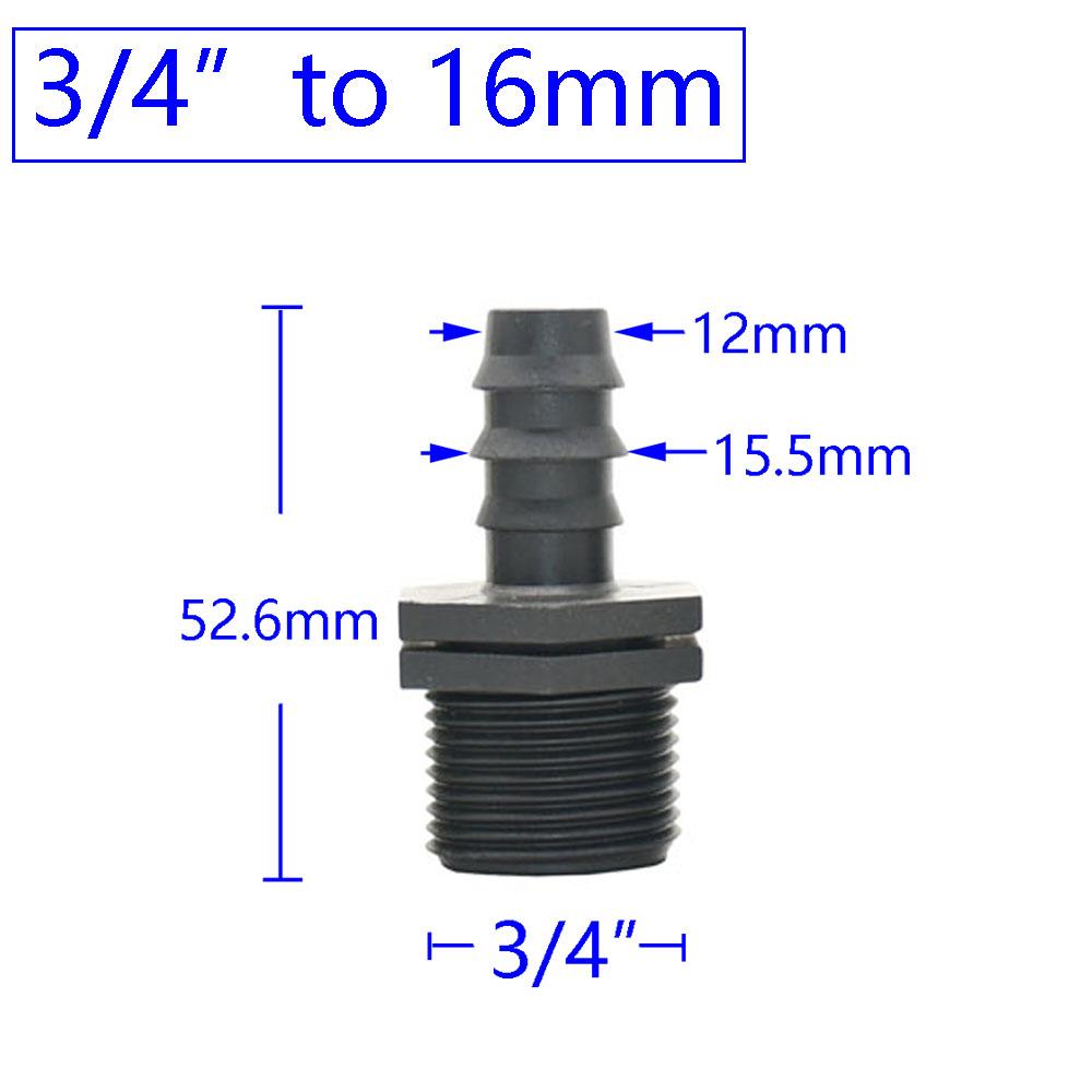 1/2 3/4 Female Male Thread To 1/2 3/4 1 Inch Garden Hose Barb Connector 16mm 20mm 25mm Plastic Hose Fitting 2 Pcs