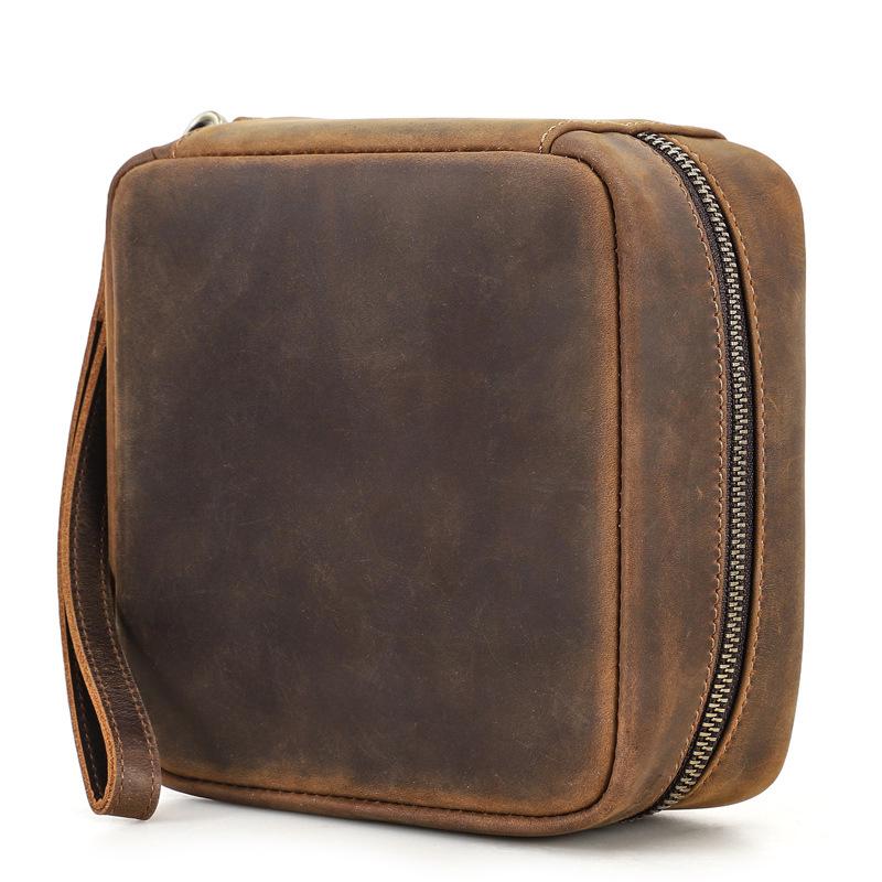 

Retro Crazy Horse Leather CD Storage Case for 56 Discs with Wrist Strap кавовий