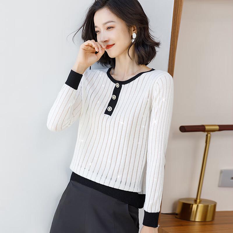 YTM Women's Openwork Pullover Knit Top