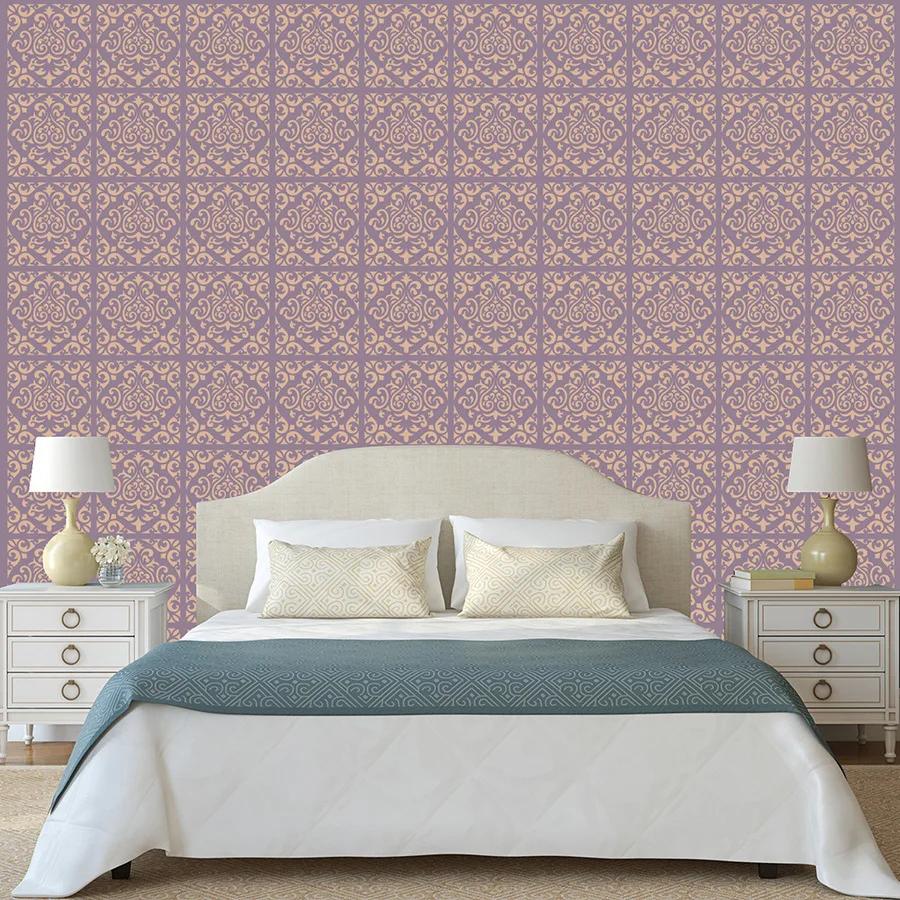 1Pc 15x15cm Beautiful Mandala Pattern Hollow Carving Stenclis Wall Brick Painting Auxiliary Spray Paint Coloring Mold White PET