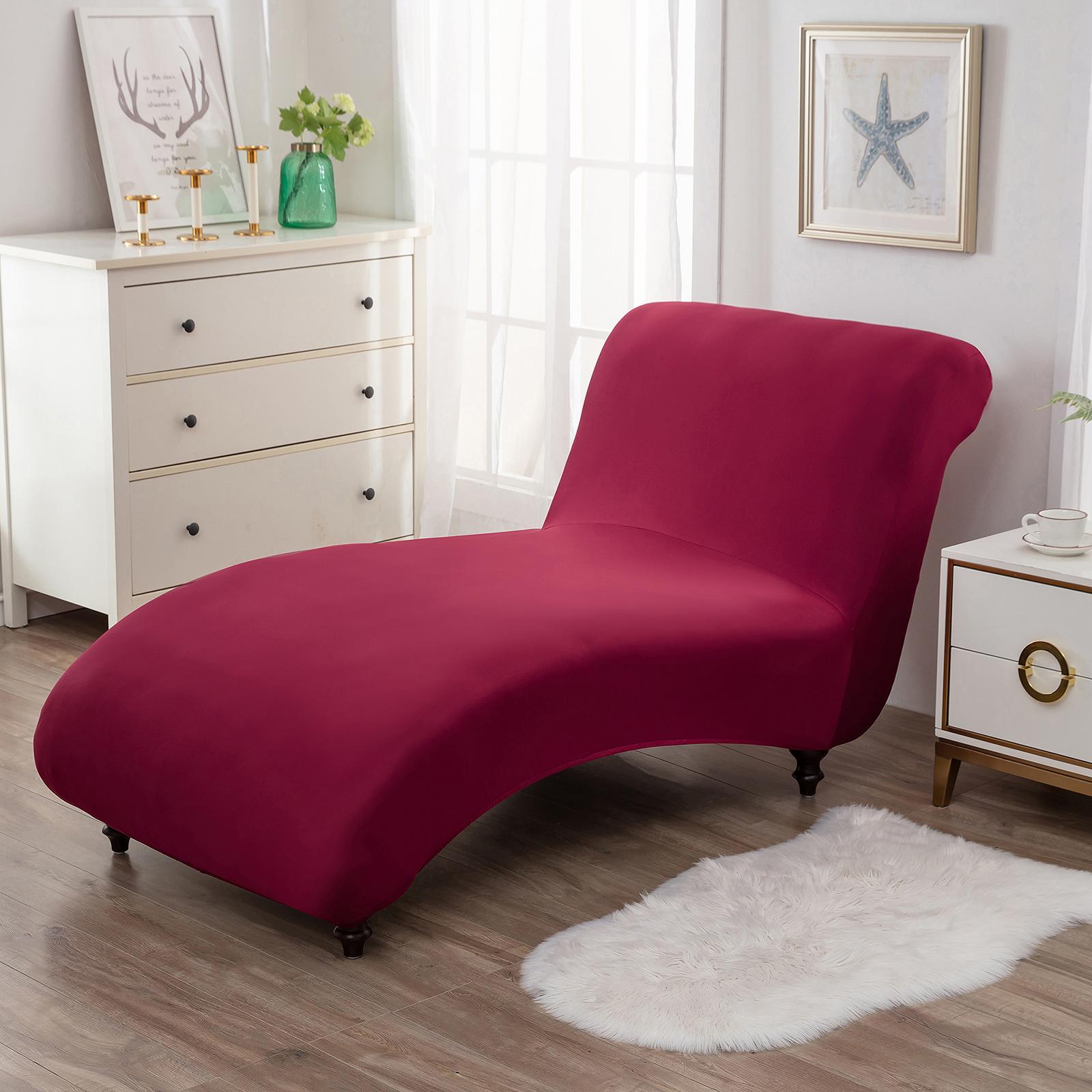 Armless Chaise Lounge Cover Living Room Bedroom Stretch Printing Chaise Slipcover for Indoor Furniture Cover Washable вино красного