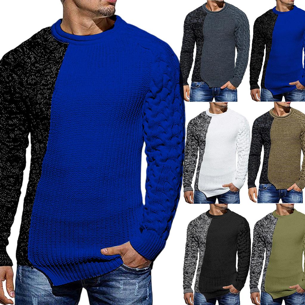 Men's  Texture  Twisted Flower  Process  Round Neck  Thickened  Pullover  Knitted Sweater  Sweater
