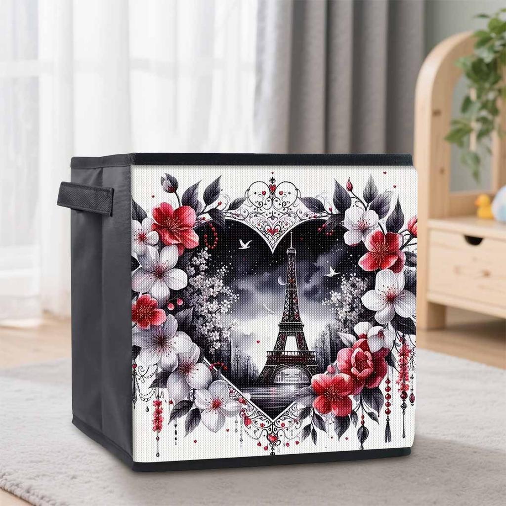 The Iron Tower In Love 5D Diamond Painting Storage Basket Full Round Drill Mosaic Diamond Embroidery Cross Stitch Kits Home Decor Home Decor