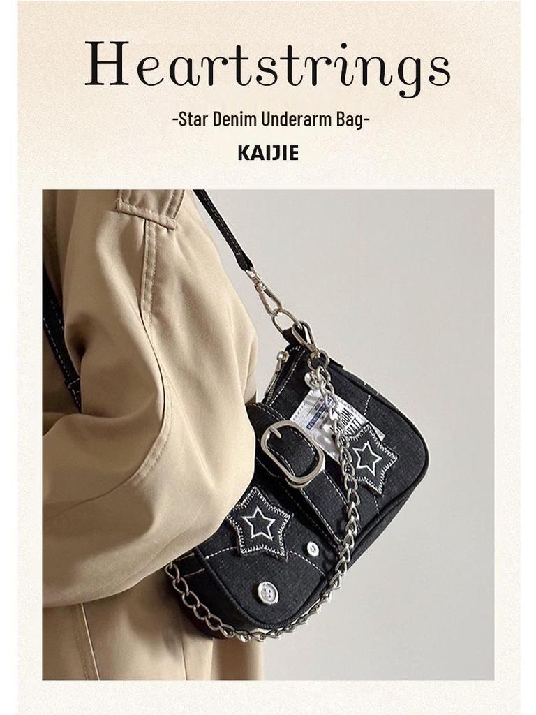2025 Y2K Spicy Girl Star Chain Canvas Shoulder Bag