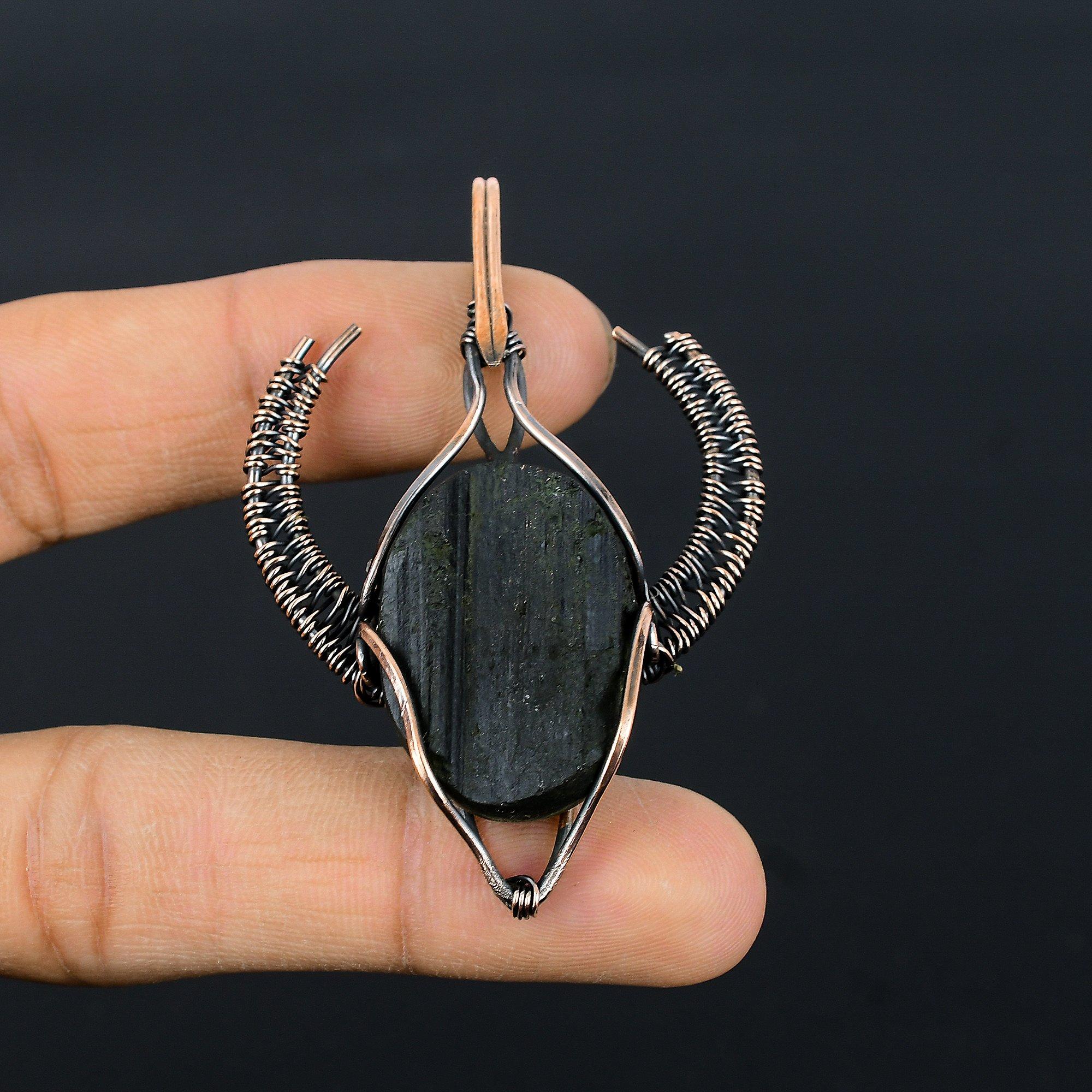 

Подвеска из черного турмалина, ювелирное изделие из драгоценного камня, подвеска, обернутая медной проволокой 999 пробы, удивительное ювелирное изделие-подвеска ручной работы 2.55 Inches