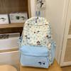Adorable Dog Print College Backpack With Durable Nylon And Geometric Pattern For Students