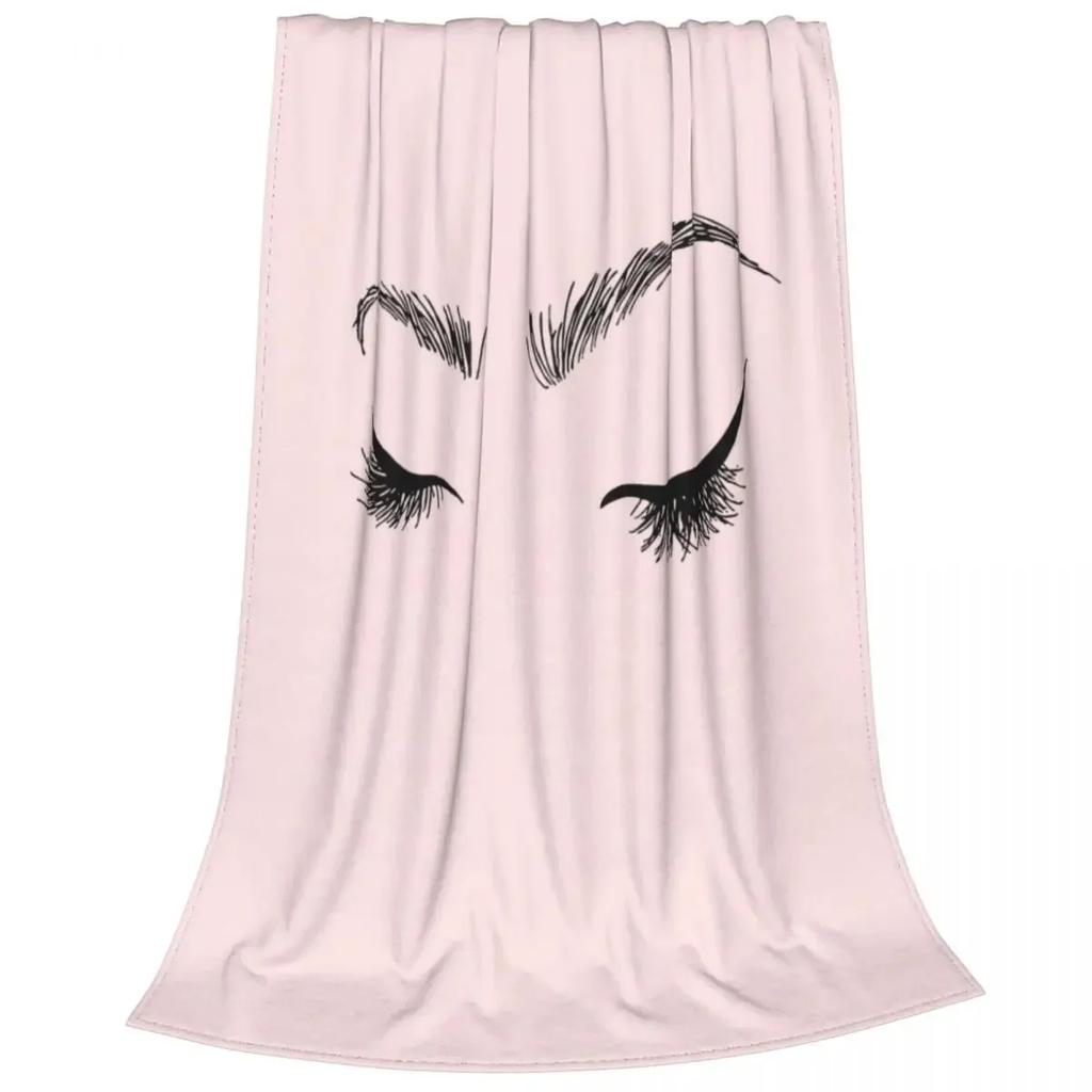 Eyelash Blanket Eyes Pattern Design Plush Throw Blanket, Modern Simple Lovely Flannel Fleece Blanket for Sofa Couch Room Decor