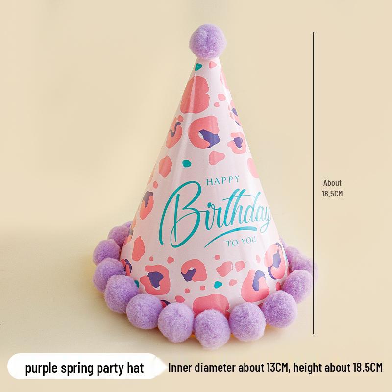 Creative Birthday Cake Pom-Pom Party Hat for Kids & Adults