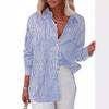 Women's Striped Button Down Shirt Long Sleeve Casual Loose Fit Office Blouse For Women