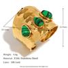 MamacitaSlay Unique 18K Gold Plated Stainless Steel Natural Stone Opening Ring Waterproof Jewelry Women's Retro Elegant Jewelry