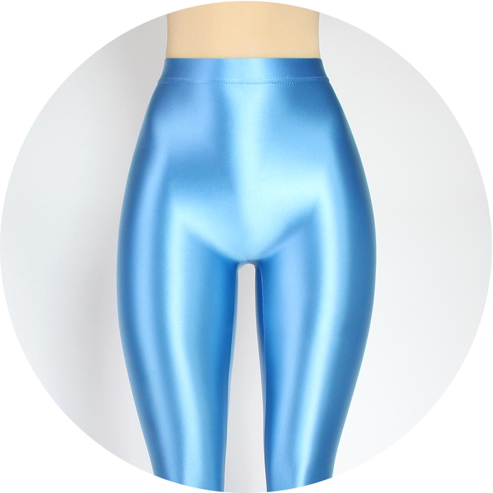 Xclocknyoung Satin Glänzend Vorne Nahtlos Blickdicht Fußsocken Glänzend Nasse Optik Strumpfhose Strumpfhose Schlank Yoga Sport Satin Glänzend Hose L white