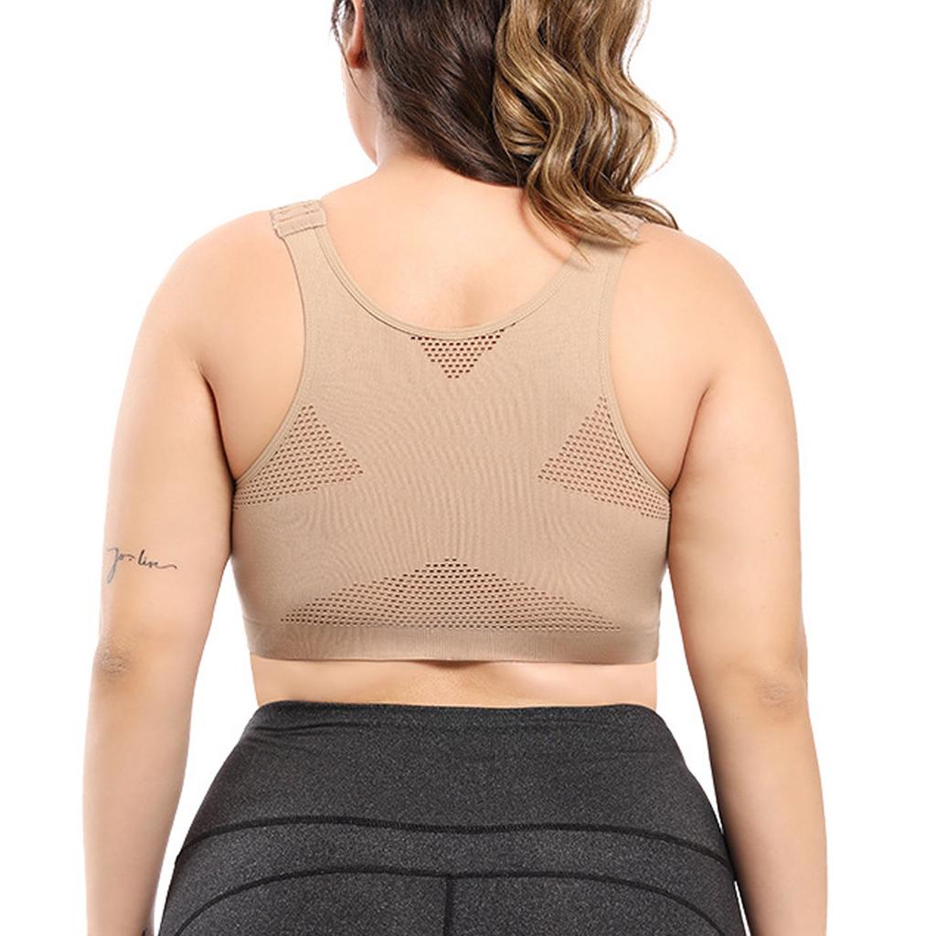 Women Solid Color Posture Bras Front Closure Bras With Back Support Full Coverage Wireless Bras Adjustable