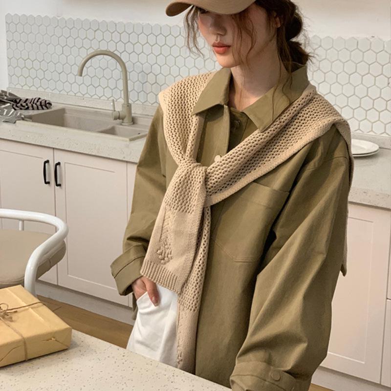 Women's High-End Blue Wool Scarf: Versatile Winter Fashion, Warm Snood, Korean Style Trend