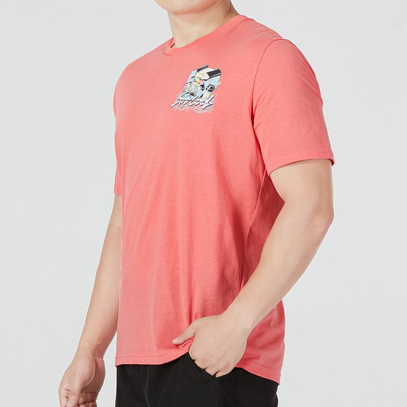 Under Armour Dopamine Seawater Pattern Sports Casual Letter Round Neck Short Sleeve T-Shirt Men Tops Pink 1361679-873