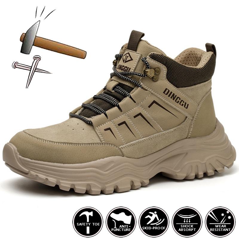 Safety Shoes Men Work Boots Steel Toe Shoes Anti Scald Welding Boots Male Anti Smashing Anti Piercing Work Sneakers Safety Boots