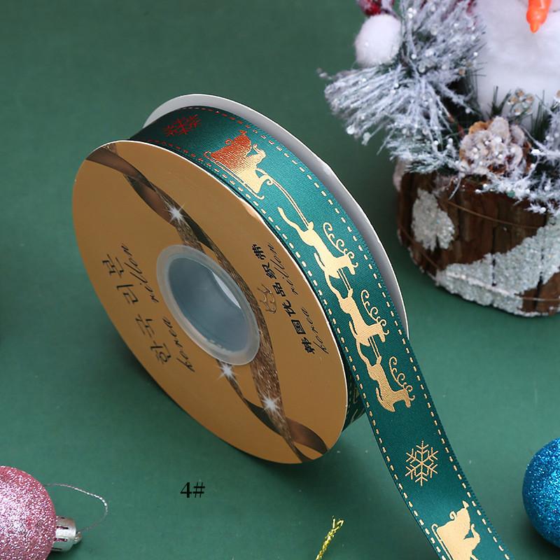 4 Rouleaux Ruban De Noël Imprimé – Ruban Cadeau Gros-Grain 5 Cm X 5 M, Motifs Joyeux Noël, Rouge & Lin Naturel