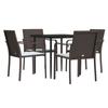 VidaXL Ensemble à Manger de Jardin avec Coussins 5 pcs, Chaises à Manger avec Accoudoirs, Ensemble de Meubles avec Table, 3186938