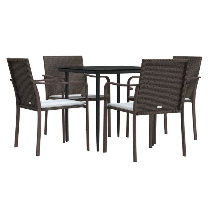 VidaXL Ensemble à Manger de Jardin avec Coussins 5 pcs, Chaises à Manger avec Accoudoirs, Ensemble de Meubles avec Table, 3186938