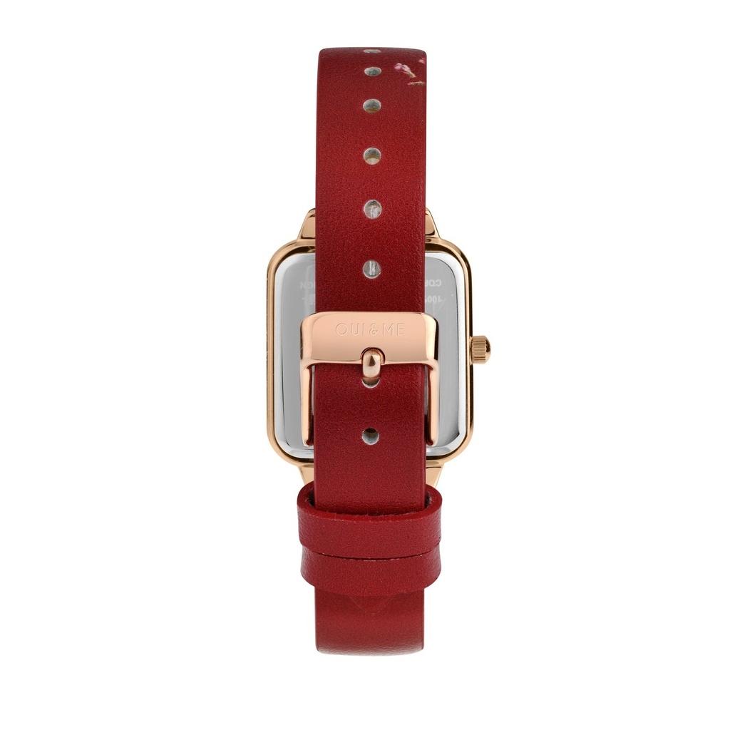 Oui & Me Harmonie Red Recycled Leather Strap Silver Dial Quartz ME010384 Women's Watch