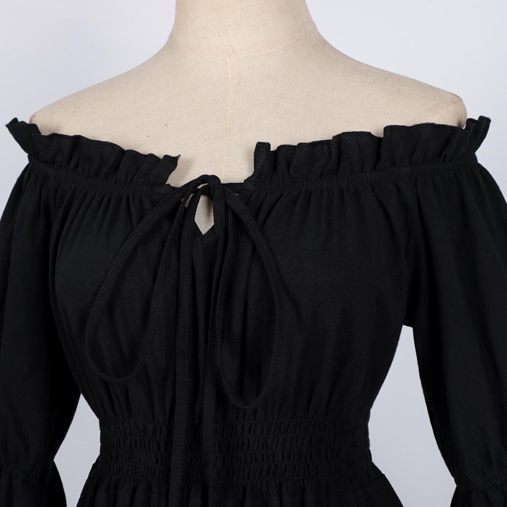 2024 Women's Medieval Vintage Christmas Off-the-Shoulder Bell Sleeve Dress