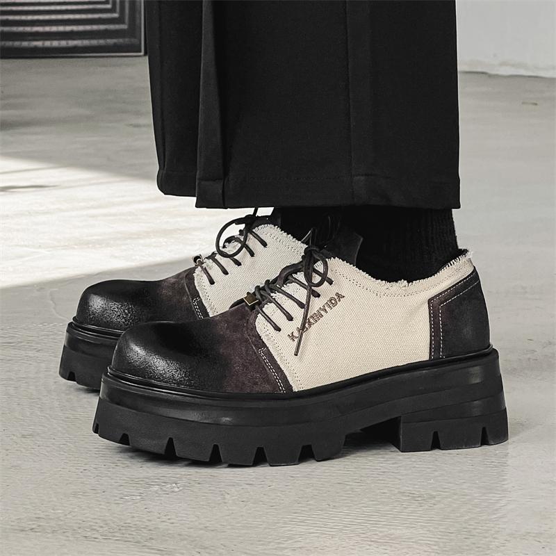 Fashion Genuine leather men's shoes Trendy designer style Youth Outdoor Fashion Party Walking daily office thick soled quality shoes