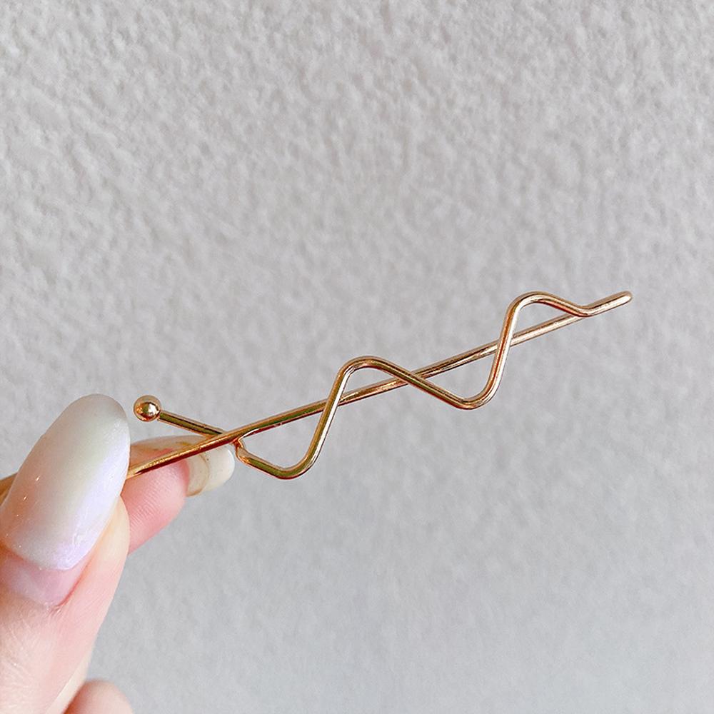 Elegant New Geometric Women Sweet Hair Side Clip Zinc Zinc Alloy Hairpin Bobby Pin Wave Flower Hair Clips
