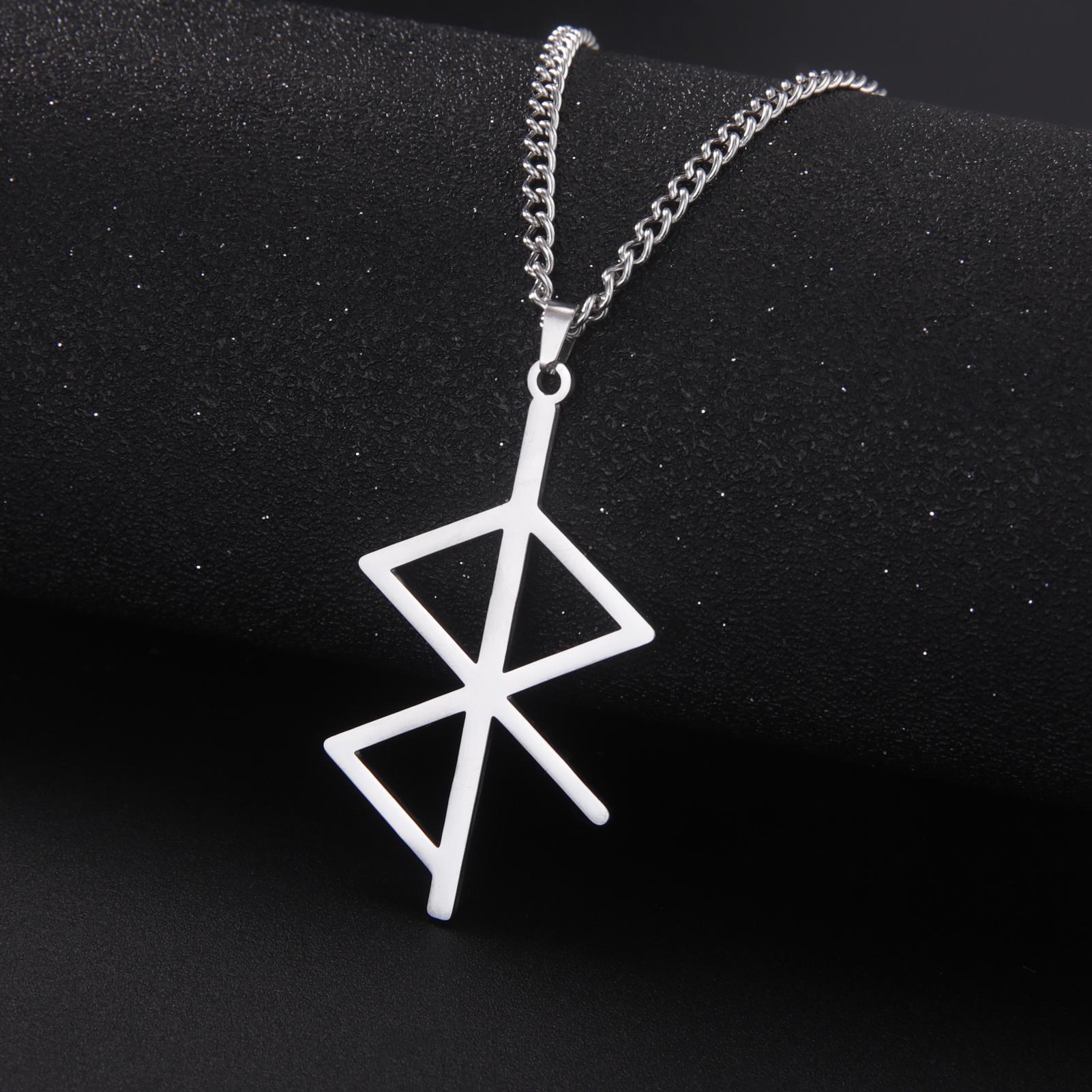 Lemegeton Minimalist Nordic Rune Necklace for Women and Men Viking Love and Peace Pendant Collar Chain Couple Jewelry Gift 60cm