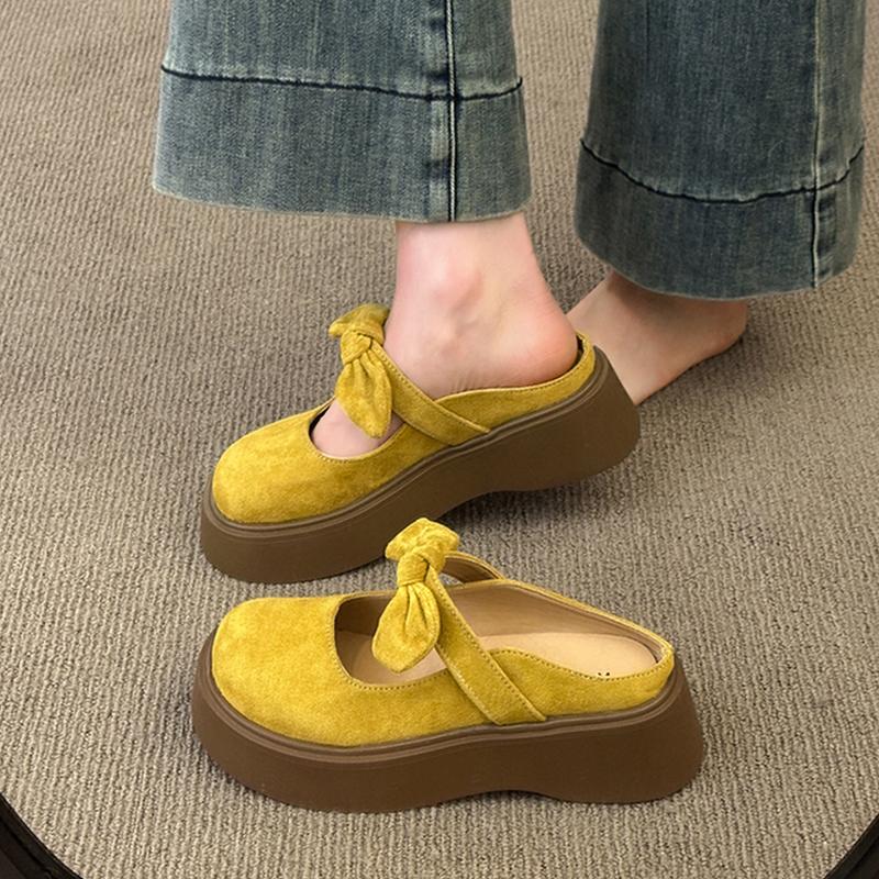 Fashion House Slippers Platform Butterfly-Knot Shoes Slides Fashion Cover Toe Slipers Women Luxury 2025 Butterfly-knot Female Shoes Slip