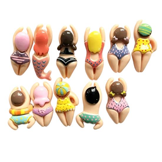 Schwimm-Athlet Magnet 6/11 Stück 3D Figur Kühlschrankmagnet Cartoon Bikini Frauen Küche Dekoration