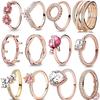 Exquisite 925 Sterling Silver Charming Rose Gold Series Daisy Ring Ladies' Classic Holiday Party Jewelry