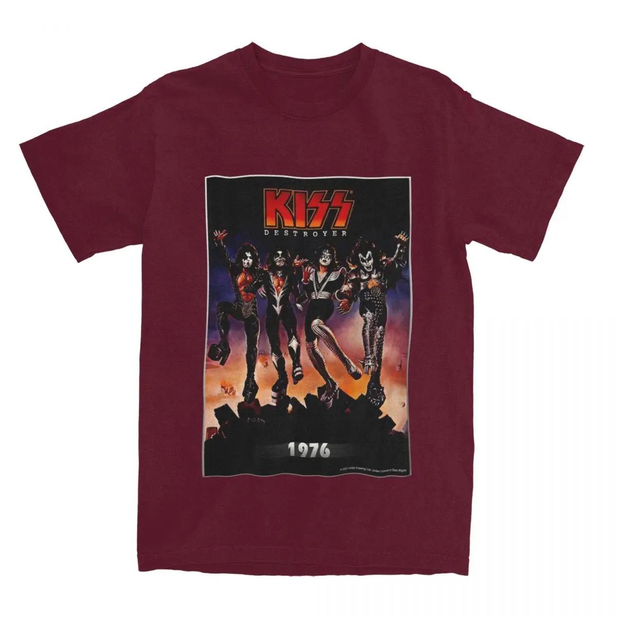 

Мужчины Женщины Kiss The Band Destroyer Альбом Графическая футболка Товары Новинка Футболка Топ Футболка Одежда Лето XXXXXL бордовый