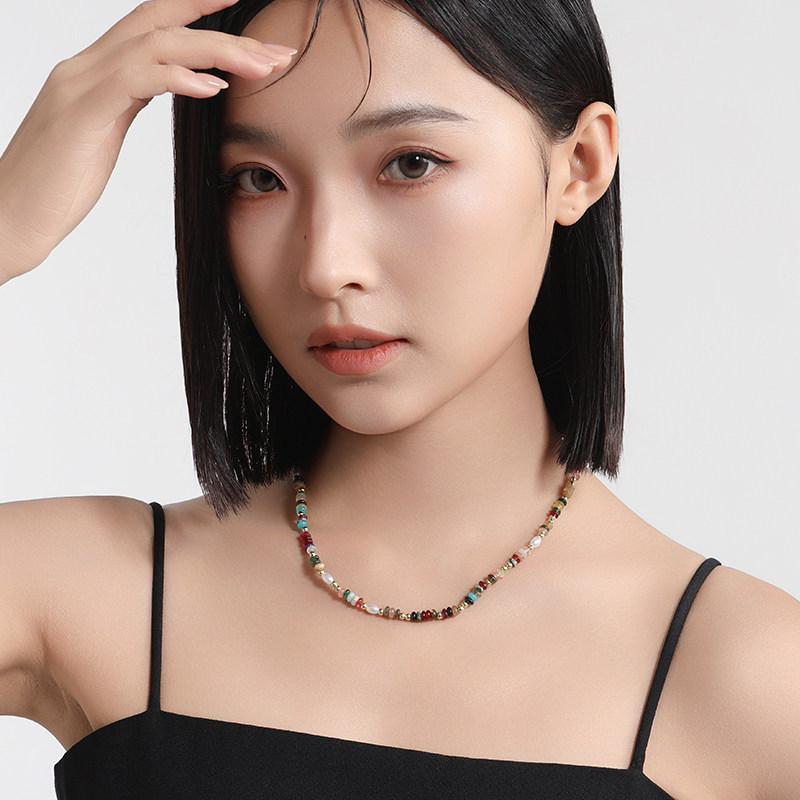 Dopamine Beaded Necklace: Sweet, Cool, Retro Clavicle Chain for Women’s Summer Dresses