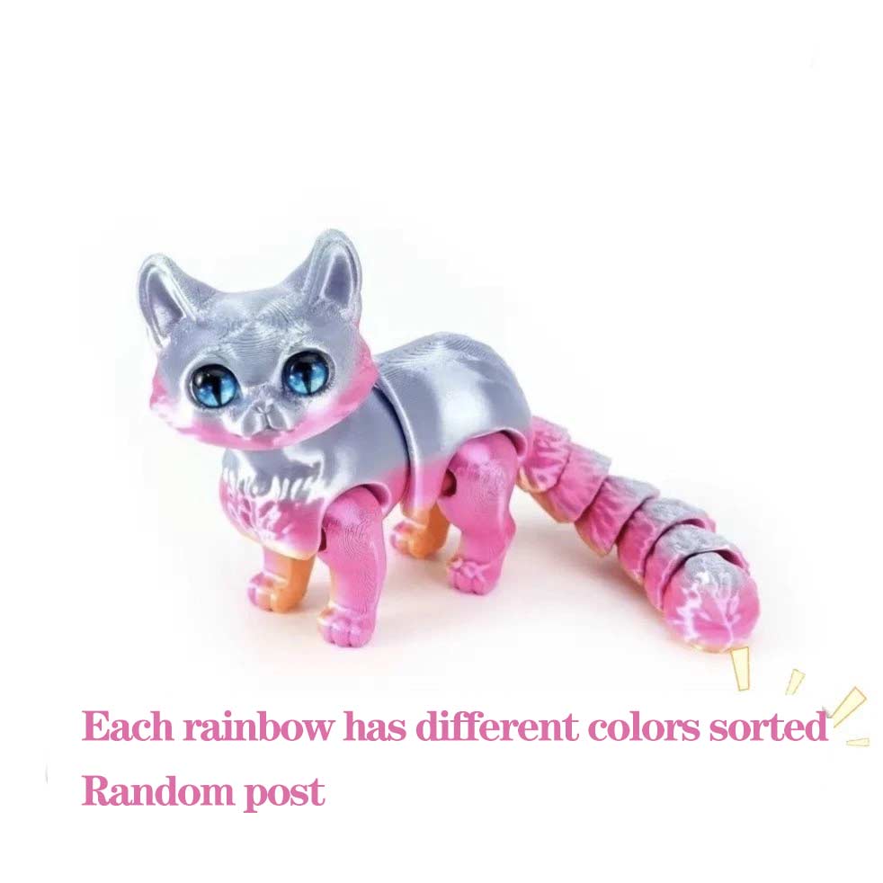 6.3/4.72 Inch 3D Printed Cute Cats Movable Joint Fidget Toys Stress Relief Decompression Desktop Ornament Kid Toy for Kids Gift