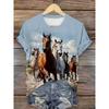 Summer New Horse Animal T-Shirts 3D Print Women's Round Neck Short Sleeve T Shirt Casual Tees Harajuku Tops Female Clothing