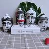 Vaso portaoggetti in ceramica con design sul viso, per gioielli, candele, decorazione da scrivania, contenitore in stile europeo