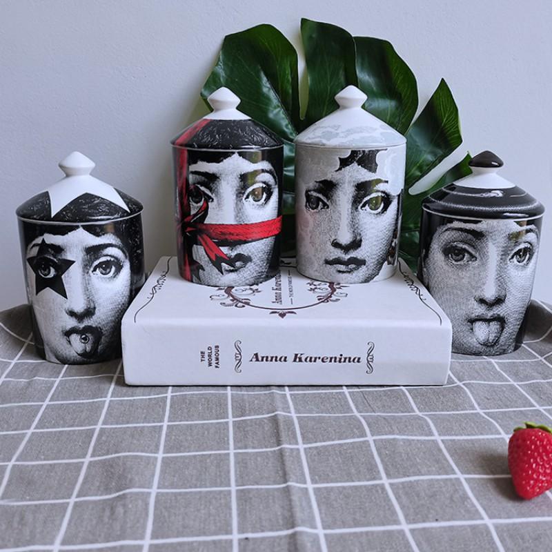 Vaso portaoggetti in ceramica con design sul viso, per gioielli, candele, decorazione da scrivania, contenitore in stile europeo
