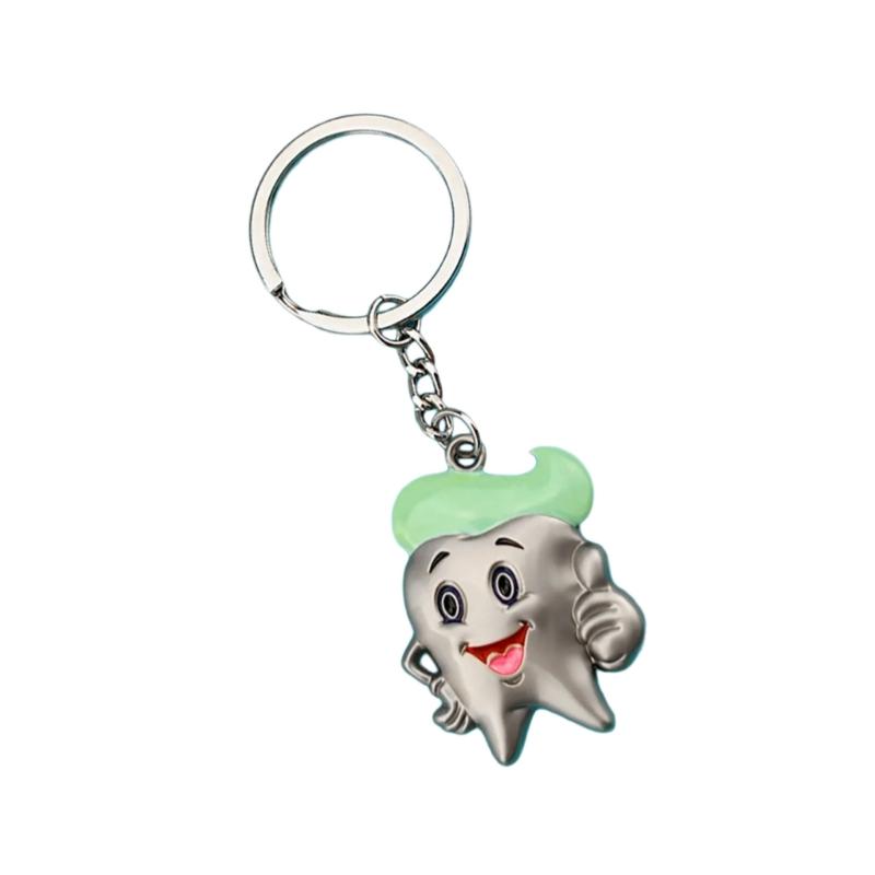 Sturdy Zinc Alloy Materials Tooth Shaped Keychain Charm Pendant Portable for Dental Professionals and Clinic Giveaways