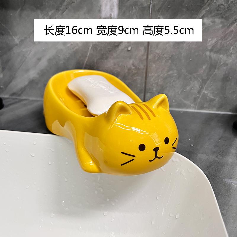 Japanische Keramik Süße Katze Seifenschale Cartoon Tier Keramik Ablage Seifenhalter Kreative Luxus Badezimmer Dekoration Süße Seifenschale