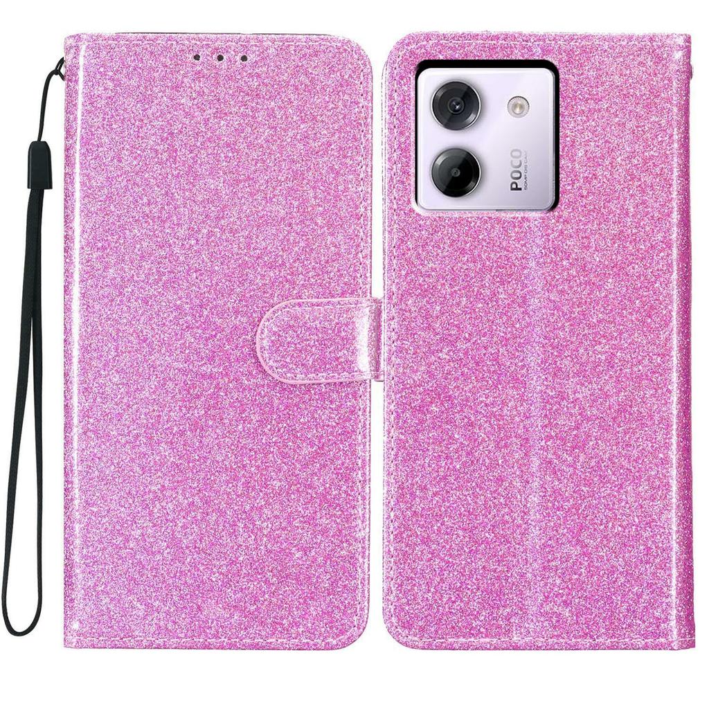 Für Xiaomi Poco M7 Pro 5G Brieftasche Hülle Glitzer Kratzfest Leder Ständer Handyhülle mit Riemen
