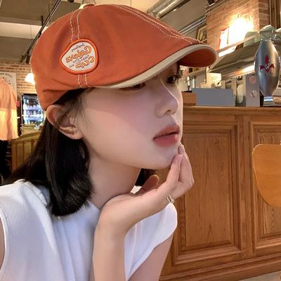 Retro Nische Forward Hut für Damen im Herbst und Winter Japanische Vielseitige Großer Kopf Baskenmütze Koreanischer Stil Gesicht Zeigender Boulevardjungenhut