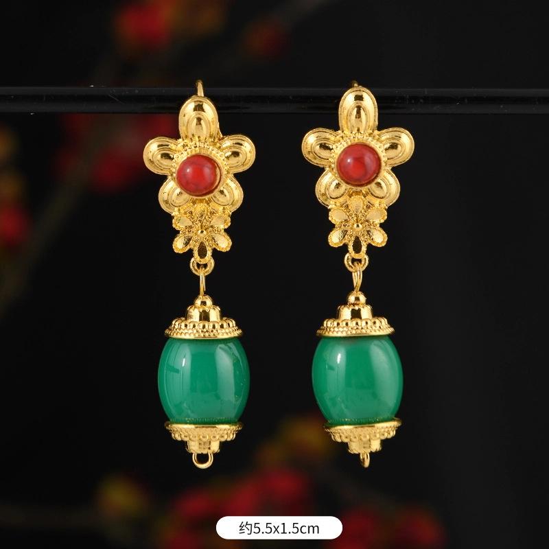 Xizang few earrings Nepal gold Tibetan style long earrings Tibetan women's earrings Tibetan clothing accessories