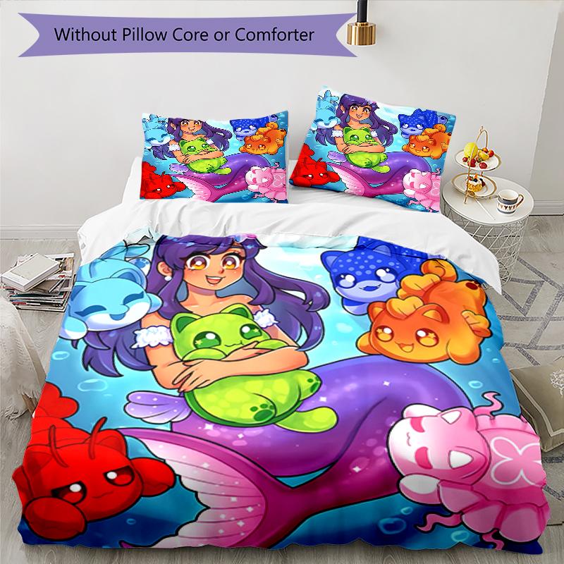 Set Copriletto Anime A-AphmauS 3 Pezzi - Biancheria da Letto Stampata HD con 1 Copripiumino e 2 Federe - Perfetto per la Decorazione della Casa e del Dormitorio