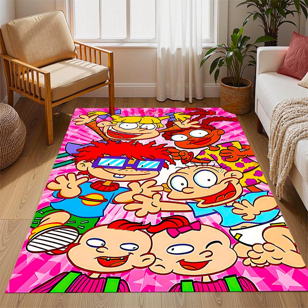 Rugrats: Playtime Chaos Themed Anti-Slip Rugs - Polyester Home Decor, Suitable for Bedrooms, Living Rooms, Doorways, Studios, and Decorations