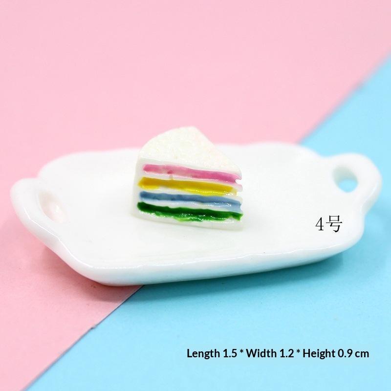 10Pcs Mini Resin Fake Cake Kawaii Simulation Food Miniatures for DIY Handmade Craft Home Decor Ornaments