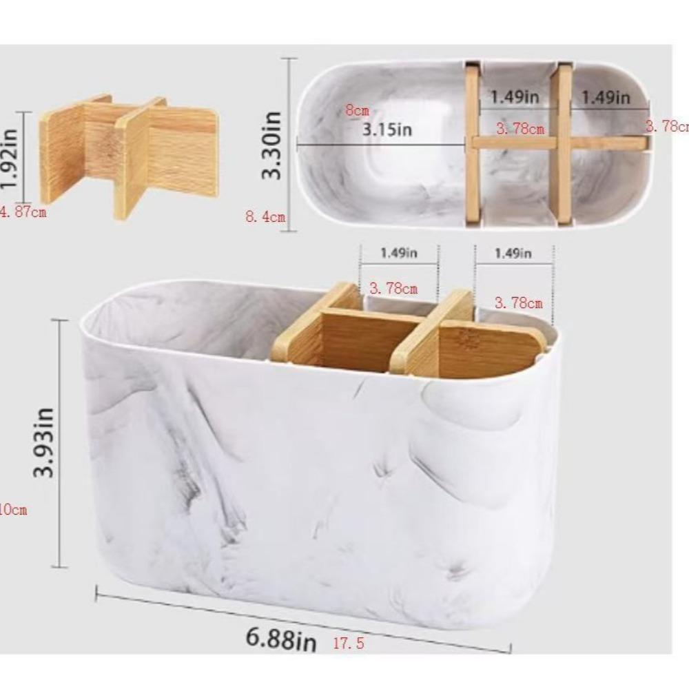 Multi-Slot Toothbrush Holder Toothpaste Storage Plastic Bamboo Toothbrush Holder Cosmetic Storage Desktop Storage Box Home