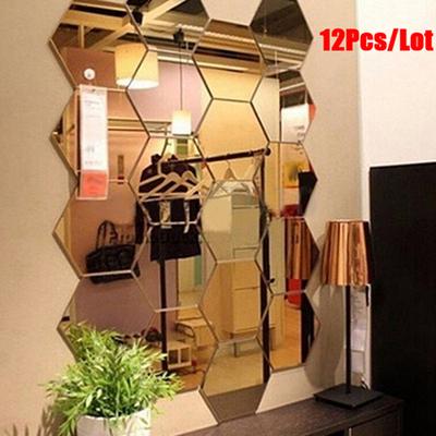 Hexagonal Three-Dimensional Mirror Wall Stickers Personalized Decorative Mirror Stickers