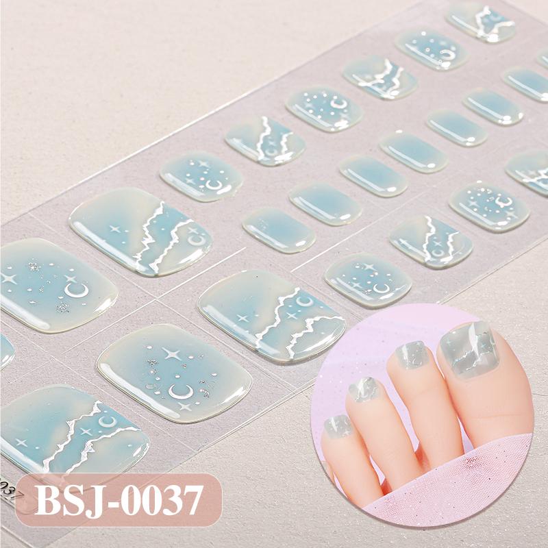 3D Waterproof Semi Cured UV Gel Toe Stickers for Nail Art-Luxurious Style Easy Apply