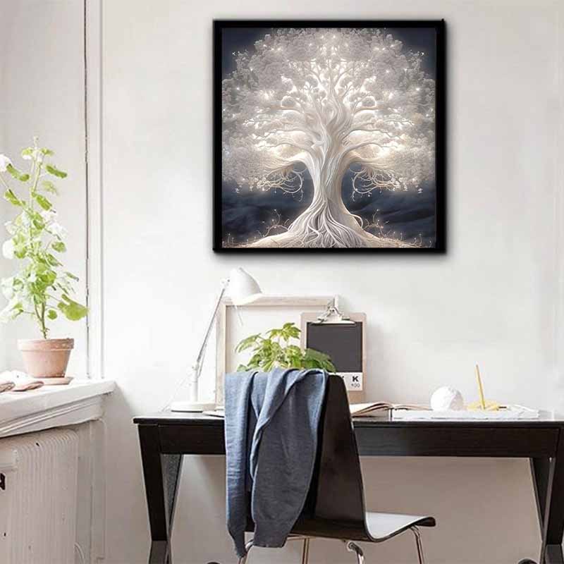 Neuankömmling 5D DIY Vollkreis Diamantmalerei "Silberbaum" Stickerei Kreuzstich Heimdekor Geschenk