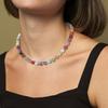 [KOAI] 6mm Cubic Zirconia Chakra Bead Rainbow Necklace for Women