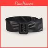 Eleganter breiter Gürtel aus Kunstleder mit quadratischer Schnalle für modebewusste Frauen